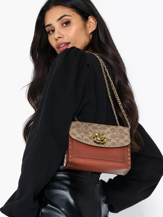 Textured Shoulder Bag With Chain Strap brown