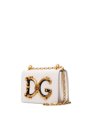 Girls Small leather shoulder bag White
